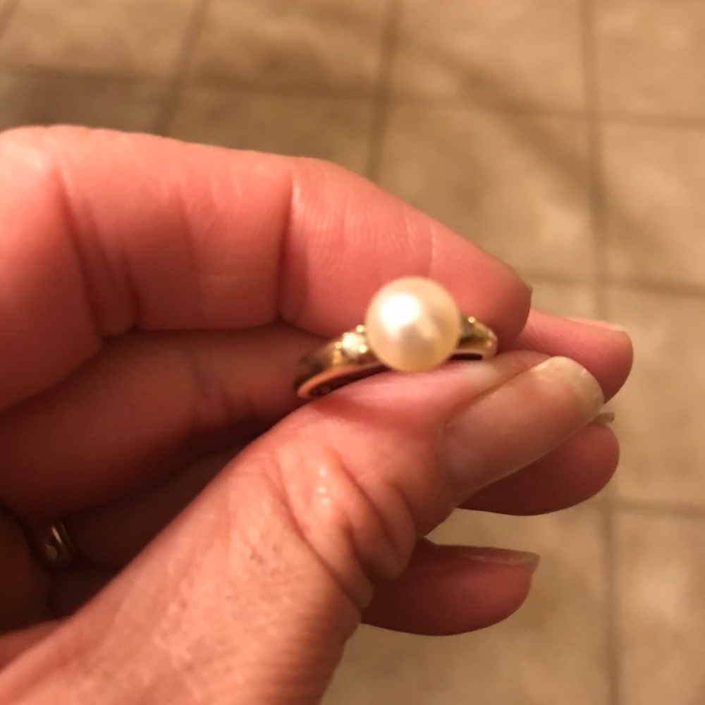 Beautiful pearl / diamonds ring and earrings set - Picture 6 of 15